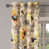 Ambesonne Floral Grommet Curtain, Neutral Pastel Grunge Abstract Pattern with Blossoming Lily Flowers, Decorative Single Panel Drapes for Bedroom Living Room, 50″ x 72″, Dark Tan and Slate Blue(Sepia Mustard Pale Orange)