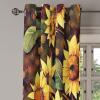 Ambesonne Floral Grommet Curtain, Neutral Pastel Grunge Abstract Pattern with Blossoming Lily Flowers, Decorative Single Panel Drapes for Bedroom Living Room, 50″ x 72″, Dark Tan and Slate Blue(Pale Avocado Green Fawn)