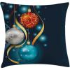 Ambesonne Christmas Throw Pillow Cushion Cover, Vivid Classical Baubles with Ribbons and Different Patterns Abstract, Decorative Square Accent Pillow Case, 18″ X 18″, Petrol Blue