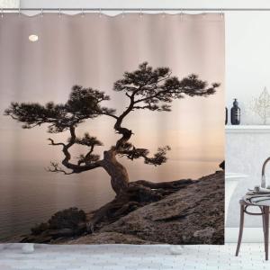 Ambesonne Anchor Shower Curtain, Marine Sailing Sea Symbol and Grungy Rustic Planks in a Neutral Camo Tone, Cloth Fabric Drape for Sea Themed Bathroom Decor Set with Hooks, 69″ W x 75″ L, Green Khaki(Brown Grey)