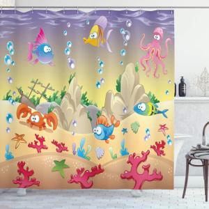 Ambesonne Anchor Shower Curtain, Marine Sailing Sea Symbol and Grungy Rustic Planks in a Neutral Camo Tone, Cloth Fabric Drape for Sea Themed Bathroom Decor Set with Hooks, 69″ W x 75″ L, Green Khaki(Warm Taupe Blue)