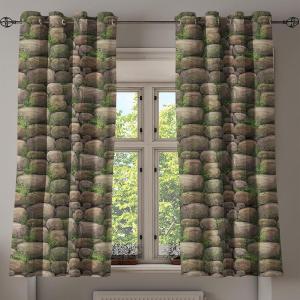 Ambesonne Brown Grommet Curtain, Batik Parang Barong Diagonal Pattern Indonesian Culture and Art Design, Decorative 2-Panel Window Drapes for Bedroom Living Room, 50″ x 84″, Brown Apricot Caramel(Dark Taupe Fern Green)