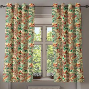 Ambesonne Brown Grommet Curtain, Batik Parang Barong Diagonal Pattern Indonesian Culture and Art Design, Decorative 2-Panel Window Drapes for Bedroom Living Room, 50″ x 84″, Brown Apricot Caramel(Hunter Green Ruby Orange)