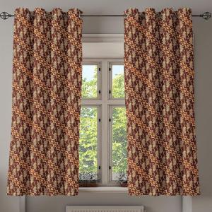 Ambesonne Brown Grommet Curtain, Batik Parang Barong Diagonal Pattern Indonesian Culture and Art Design, Decorative 2-Panel Window Drapes for Bedroom Living Room, 50″ x 84″, Brown Apricot Caramel(Brown Apricot Caramel)