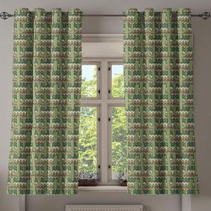 Ambesonne Brown Grommet Curtain, Batik Parang Barong Diagonal Pattern Indonesian Culture and Art Design, Decorative 2-Panel Window Drapes for Bedroom Living Room, 50″ x 84″, Brown Apricot Caramel(Green Pale Brown Beige)