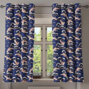 Ambesonne Exotic Grommet Curtain, Minimal Neutral Animal Print with Tiger Silhouettes Pattern Jungle Cat, Decorative Single Panel Drapes for Bedroom Living Room, 50″ x 96″, Eggshell Warm Taupe Tan(Night Blue Salmon Ivory)