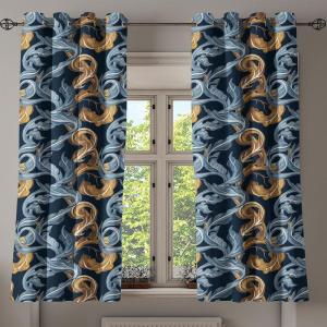 Ambesonne Exotic Grommet Curtain, Minimal Neutral Animal Print with Tiger Silhouettes Pattern Jungle Cat, Decorative Single Panel Drapes for Bedroom Living Room, 50″ x 96″, Eggshell Warm Taupe Tan(Amber Blue Grey Dark Blue)