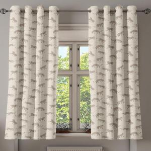 Ambesonne Exotic Grommet Curtain, Minimal Neutral Animal Print with Tiger Silhouettes Pattern Jungle Cat, Decorative Single Panel Drapes for Bedroom Living Room, 50″ x 96″, Eggshell Warm Taupe Tan(Eggshell Warm Taupe Tan)