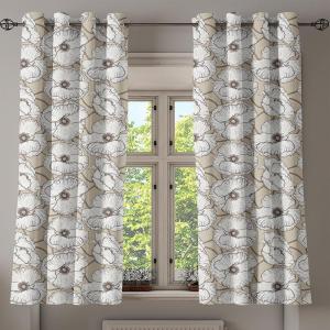 Ambesonne Exotic Grommet Curtain, Minimal Neutral Animal Print with Tiger Silhouettes Pattern Jungle Cat, Decorative Single Panel Drapes for Bedroom Living Room, 50″ x 96″, Eggshell Warm Taupe Tan(Dark Eggshell Brown White)