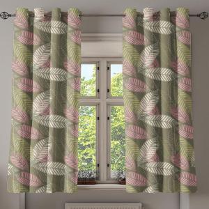 Ambesonne Exotic Grommet Curtain, Minimal Neutral Animal Print with Tiger Silhouettes Pattern Jungle Cat, Decorative Single Panel Drapes for Bedroom Living Room, 50″ x 96″, Eggshell Warm Taupe Tan(Green Brown Pale Pink)