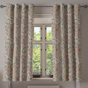 Ambesonne Exotic Grommet Curtain, Minimal Neutral Animal Print with Tiger Silhouettes Pattern Jungle Cat, Decorative Single Panel Drapes for Bedroom Living Room, 50″ x 96″, Eggshell Warm Taupe Tan(Pastel Brown Cadet Blue)