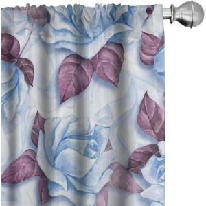 Ambesonne Floral Design Curtains, Retro Drawings of Spring Feels Flowers Boho with Neutral Leaves, Window Treatments 2 Panel Set for Living Room Bedroom, Pair of – 28″ x 63″, Deep Sky Blue Pale Grey(Pale Maroon Soft Blue)