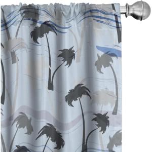 Ambesonne Floral Design Curtains, Retro Drawings of Spring Feels Flowers Boho with Neutral Leaves, Window Treatments 2 Panel Set for Living Room Bedroom, Pair of – 28″ x 63″, Deep Sky Blue Pale Grey(Pale Blue Charcoal Grey)