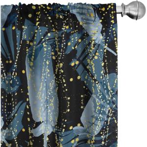 Ambesonne Floral Design Curtains, Retro Drawings of Spring Feels Flowers Boho with Neutral Leaves, Window Treatments 2 Panel Set for Living Room Bedroom, Pair of – 28″ x 63″, Deep Sky Blue Pale Grey(Mustard Pale Ceil Blue)