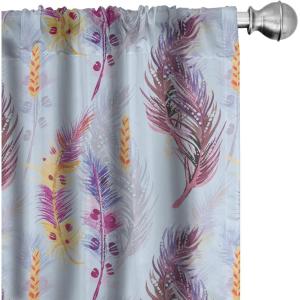 Ambesonne Floral Design Curtains, Retro Drawings of Spring Feels Flowers Boho with Neutral Leaves, Window Treatments 2 Panel Set for Living Room Bedroom, Pair of – 28″ x 63″, Deep Sky Blue Pale Grey(Pale Blue Dried Rose)