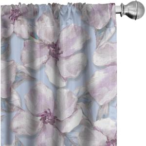 Ambesonne Floral Design Curtains, Retro Drawings of Spring Feels Flowers Boho with Neutral Leaves, Window Treatments 2 Panel Set for Living Room Bedroom, Pair of – 28″ x 63″, Deep Sky Blue Pale Grey(Pale Blue Pale Lavender)