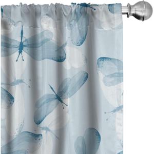 Ambesonne Floral Design Curtains, Retro Drawings of Spring Feels Flowers Boho with Neutral Leaves, Window Treatments 2 Panel Set for Living Room Bedroom, Pair of – 28″ x 63″, Deep Sky Blue Pale Grey(Soft Blue Off White)