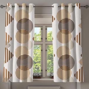 Ambesonne Floral Grommet Curtain, Neutral Pastel Grunge Abstract Pattern with Blossoming Lily Flowers, Decorative Single Panel Drapes for Bedroom Living Room, 50″ x 72″, Dark Tan and Slate Blue(Chocolate Brown Off White)