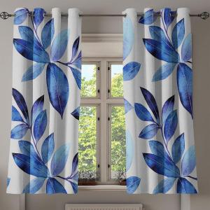 Ambesonne Floral Grommet Curtain, Neutral Pastel Grunge Abstract Pattern with Blossoming Lily Flowers, Decorative Single Panel Drapes for Bedroom Living Room, 50″ x 72″, Dark Tan and Slate Blue(Ivory Cobalt Blue)