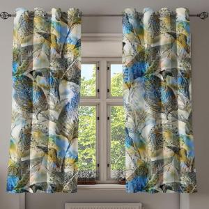 Ambesonne Floral Grommet Curtain, Neutral Pastel Grunge Abstract Pattern with Blossoming Lily Flowers, Decorative Single Panel Drapes for Bedroom Living Room, 50″ x 72″, Dark Tan and Slate Blue(Grey Blue Eggshell)