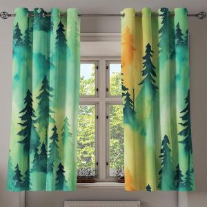 Ambesonne Floral Grommet Curtain, Neutral Pastel Grunge Abstract Pattern with Blossoming Lily Flowers, Decorative Single Panel Drapes for Bedroom Living Room, 50″ x 72″, Dark Tan and Slate Blue(Fern Green Laurel Green)