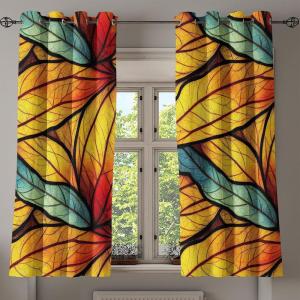 Ambesonne Floral Grommet Curtain, Neutral Pastel Grunge Abstract Pattern with Blossoming Lily Flowers, Decorative Single Panel Drapes for Bedroom Living Room, 50″ x 72″, Dark Tan and Slate Blue(Mustard Vermilion)