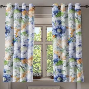 Ambesonne Floral Grommet Curtain, Neutral Pastel Grunge Abstract Pattern with Blossoming Lily Flowers, Decorative Single Panel Drapes for Bedroom Living Room, 50″ x 72″, Dark Tan and Slate Blue(Ceil Blue Amber Green)