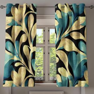 Ambesonne Floral Grommet Curtain, Neutral Pastel Grunge Abstract Pattern with Blossoming Lily Flowers, Decorative Single Panel Drapes for Bedroom Living Room, 50″ x 72″, Dark Tan and Slate Blue(Grey Charcoal Cream)