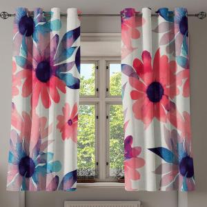 Ambesonne Floral Grommet Curtain, Neutral Pastel Grunge Abstract Pattern with Blossoming Lily Flowers, Decorative Single Panel Drapes for Bedroom Living Room, 50″ x 72″, Dark Tan and Slate Blue(Dark Coral Violet Blue)
