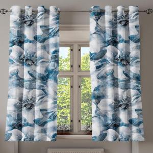 Ambesonne Floral Grommet Curtain, Neutral Pastel Grunge Abstract Pattern with Blossoming Lily Flowers, Decorative Single Panel Drapes for Bedroom Living Room, 50″ x 72″, Dark Tan and Slate Blue(Dark Turquoise Blue Grey)