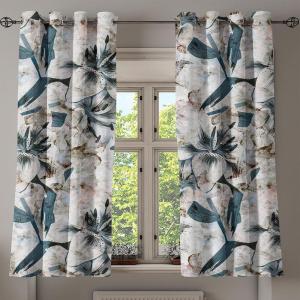 Ambesonne Floral Grommet Curtain, Neutral Pastel Grunge Abstract Pattern with Blossoming Lily Flowers, Decorative Single Panel Drapes for Bedroom Living Room, 50″ x 72″, Dark Tan and Slate Blue(Dark Tan Slate Blue)