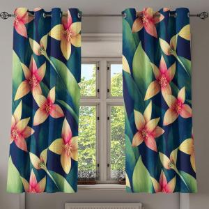Ambesonne Floral Grommet Curtain, Neutral Pastel Grunge Abstract Pattern with Blossoming Lily Flowers, Decorative Single Panel Drapes for Bedroom Living Room, 50″ x 72″, Dark Tan and Slate Blue(Fern Green Pale Yellow)