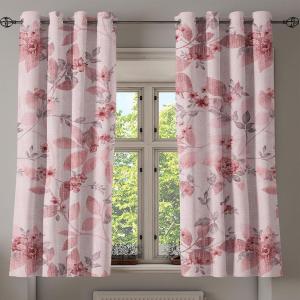 Ambesonne Floral Grommet Curtain, Neutral Pastel Grunge Abstract Pattern with Blossoming Lily Flowers, Decorative Single Panel Drapes for Bedroom Living Room, 50″ x 72″, Dark Tan and Slate Blue(Pale Pink Dried Rose)