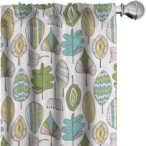 Ambesonne Mexican Window Curtains Pack of 2, Colorful Nature Inspired Pattern Birds Flowers Leaves and Dots Creativity, Lightweight Set with Rod Pocket, 4 Panels of – 28″ x 84″, Red Cream(Lime Green)