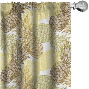 Ambesonne Mexican Window Curtains Pack of 2, Colorful Nature Inspired Pattern Birds Flowers Leaves and Dots Creativity, Lightweight Set with Rod Pocket, 4 Panels of – 28″ x 84″, Red Cream(Yellow Brown)