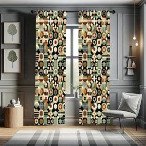 Ambesonne Mexican Window Curtains Pack of 2, Colorful Nature Inspired Pattern Birds Flowers Leaves and Dots Creativity, Lightweight Set with Rod Pocket, 4 Panels of – 28″ x 84″, Red Cream(Laurel Green Amber Black)