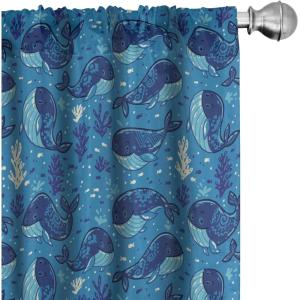 Ambesonne Mexican Window Curtains Pack of 2, Colorful Nature Inspired Pattern Birds Flowers Leaves and Dots Creativity, Lightweight Set with Rod Pocket, 4 Panels of – 28″ x 84″, Red Cream(Navy Blue)