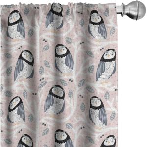 Ambesonne Mexican Window Curtains Pack of 2, Colorful Nature Inspired Pattern Birds Flowers Leaves and Dots Creativity, Lightweight Set with Rod Pocket, 4 Panels of – 28″ x 84″, Red Cream(Rose Blue)