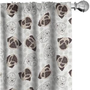 Ambesonne Mexican Window Curtains Pack of 2, Colorful Nature Inspired Pattern Birds Flowers Leaves and Dots Creativity, Lightweight Set with Rod Pocket, 4 Panels of – 28″ x 84″, Red Cream(Brown Beige)