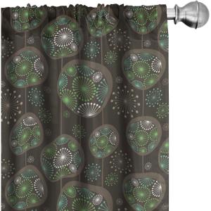 Ambesonne Mexican Window Curtains Pack of 2, Colorful Nature Inspired Pattern Birds Flowers Leaves and Dots Creativity, Lightweight Set with Rod Pocket, 4 Panels of – 28″ x 84″, Red Cream(Green and Brown)