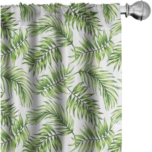Ambesonne Mexican Window Curtains Pack of 2, Colorful Nature Inspired Pattern Birds Flowers Leaves and Dots Creativity, Lightweight Set with Rod Pocket, 4 Panels of – 28″ x 84″, Red Cream(Fern Green)