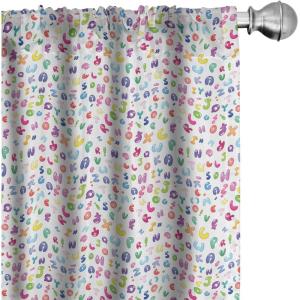 Ambesonne Mexican Window Curtains Pack of 2, Colorful Nature Inspired Pattern Birds Flowers Leaves and Dots Creativity, Lightweight Set with Rod Pocket, 4 Panels of – 28″ x 84″, Red Cream(Pastel Purple)