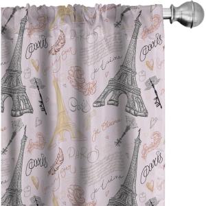 Ambesonne Mexican Window Curtains Pack of 2, Colorful Nature Inspired Pattern Birds Flowers Leaves and Dots Creativity, Lightweight Set with Rod Pocket, 4 Panels of – 28″ x 84″, Red Cream(Pastel Pink)