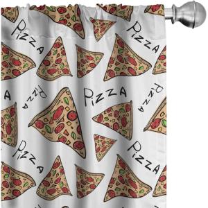 Ambesonne Mexican Window Curtains Pack of 2, Colorful Nature Inspired Pattern Birds Flowers Leaves and Dots Creativity, Lightweight Set with Rod Pocket, 4 Panels of – 28″ x 84″, Red Cream(Black Beige)