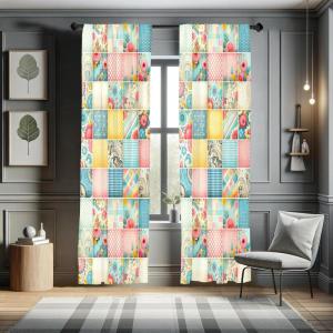 Ambesonne Mexican Window Curtains Pack of 2, Colorful Nature Inspired Pattern Birds Flowers Leaves and Dots Creativity, Lightweight Set with Rod Pocket, 4 Panels of – 28″ x 84″, Red Cream(Seafoam Pale Pink)