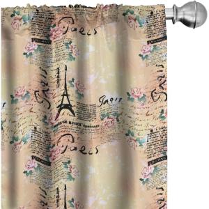 Ambesonne Mexican Window Curtains Pack of 2, Colorful Nature Inspired Pattern Birds Flowers Leaves and Dots Creativity, Lightweight Set with Rod Pocket, 4 Panels of – 28″ x 84″, Red Cream(Black Pink)