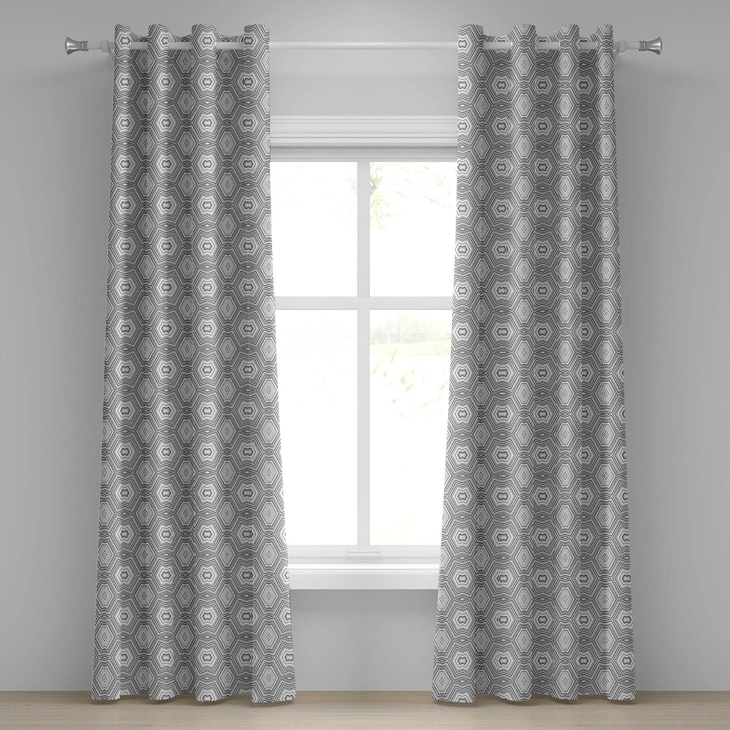 imageAmbesonne Retro Grommet Curtain Abstract Ornament with Vertical Wavy Lines Curvy Old Fashioned Geometrical Tile Decorative 2Panel Window Drapes for Bedroom Living Room 50quot x 96quot Taupe and BeigeWhite and Grey
