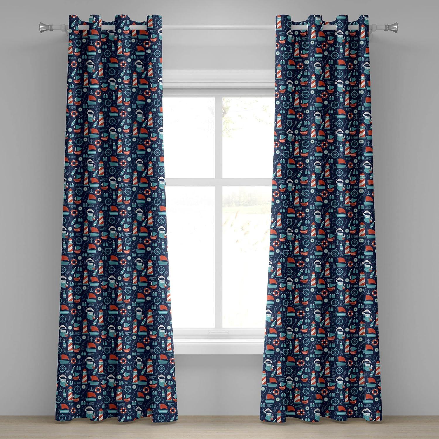 imageAmbesonne Retro Grommet Curtain Abstract Ornament with Vertical Wavy Lines Curvy Old Fashioned Geometrical Tile Decorative 2Panel Window Drapes for Bedroom Living Room 50quot x 96quot Taupe and BeigeVermilion Pale Blue