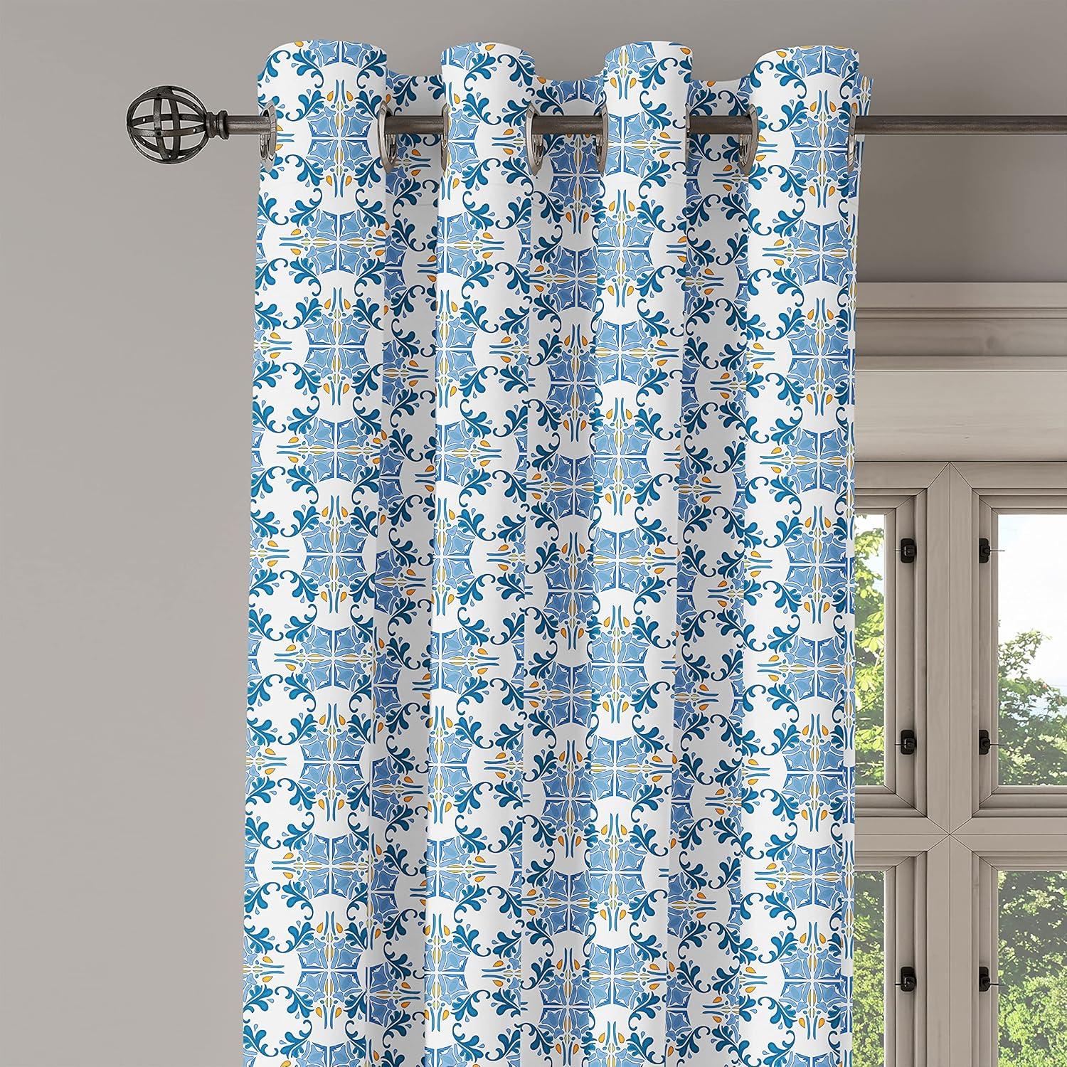 imageAmbesonne Retro Grommet Curtain Abstract Ornament with Vertical Wavy Lines Curvy Old Fashioned Geometrical Tile Decorative 2Panel Window Drapes for Bedroom Living Room 50quot x 96quot Taupe and BeigeBlue Yellow
