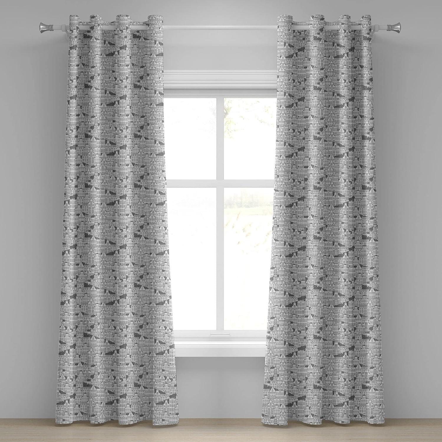 imageAmbesonne Retro Grommet Curtain Abstract Ornament with Vertical Wavy Lines Curvy Old Fashioned Geometrical Tile Decorative 2Panel Window Drapes for Bedroom Living Room 50quot x 96quot Taupe and BeigeBlack White